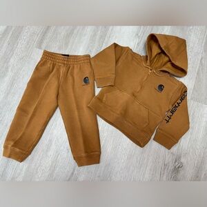 Carhartt Kids Tan Jogger Sweatpants & Quarter Zip Jacket 3T